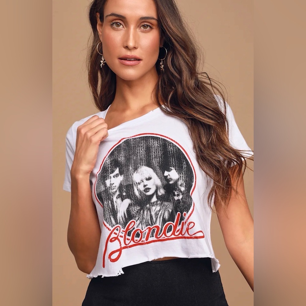 Blondie Graphic White Crop Top